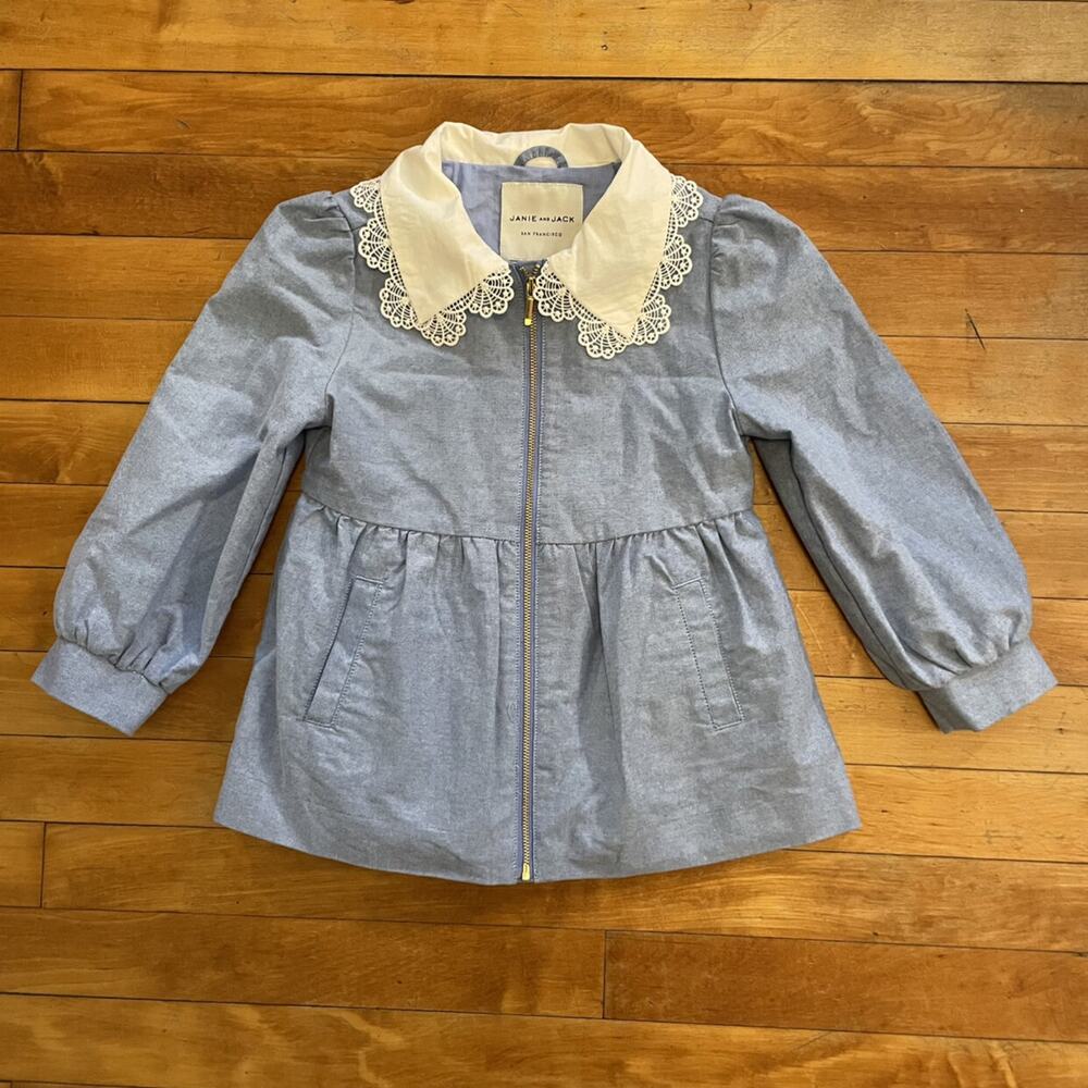 Janie And Jack Lace Collar Blue Peplum Jacket